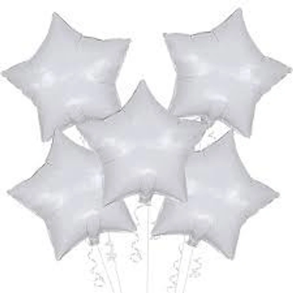 KIWI PARTY White Star Foil Balloon –18INCH  Single Piece with Card Packaging