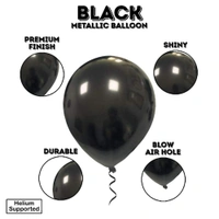 BLACK COLOUR 25 PCS  METALLIC BALLOON 