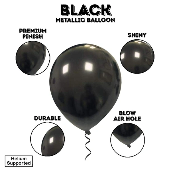 BLACK COLOUR 25 PCS  METALLIC BALLOON 