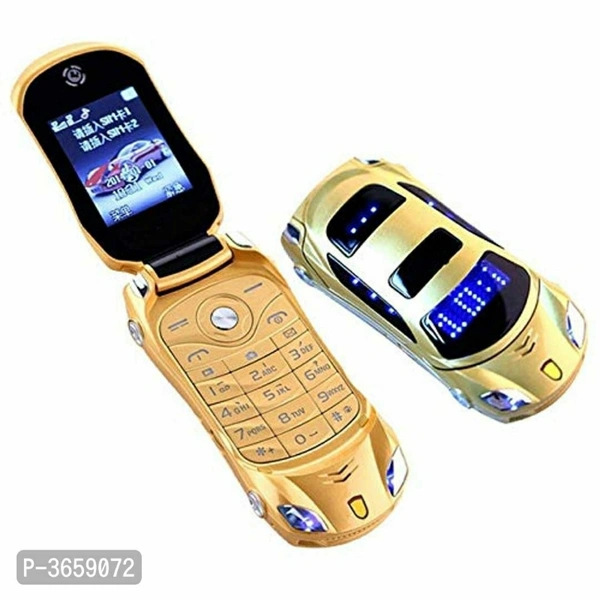 Ringme R1 Car Design Keypad Flip Phone with Dual Sim | 0.08mp Camera Mp3 Player (Gold)