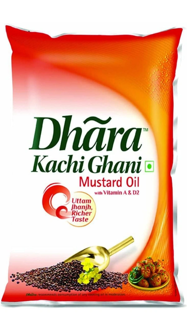 Dhara Kachhi Ghani Mustard Oil Pouch 1L