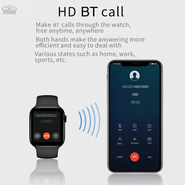 HW22 Smartwatch Bluetooth Call IP67 Waterproof 1.75 inch Full touch screen Heart Rate Smartwatch - black