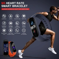 NEW M5 Smart Watch Waterproof Bluetooth Fitness Tracker Wristband Heart Rate Watch Bracelet - black