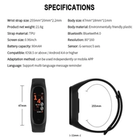 M4 Smart band Fitness Tracker Smartwatch Wristband Sport Heart rate Blood pressure Health Monitor - black
