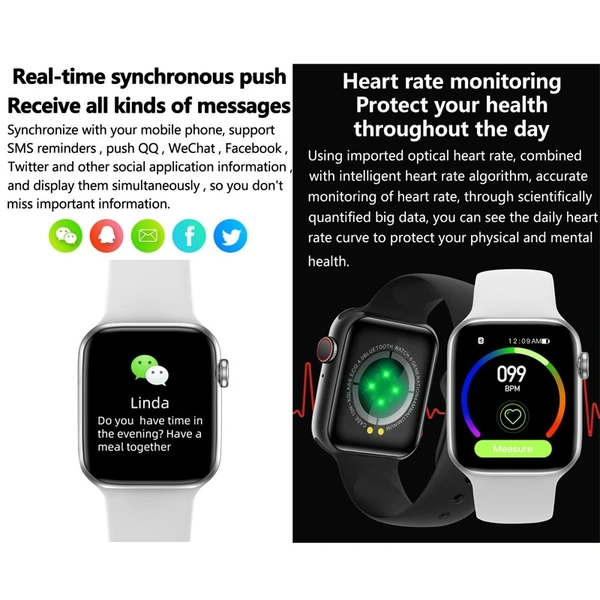 T55+ Women Men Bluetooth Call IP67 Waterproof 1.75 inch Full touch screen Heart Rate Smartwatch - Black