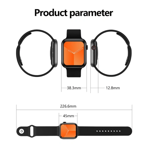 T55+ Women Men Bluetooth Call IP67 Waterproof 1.75 inch Full touch screen Heart Rate Smartwatch - Black
