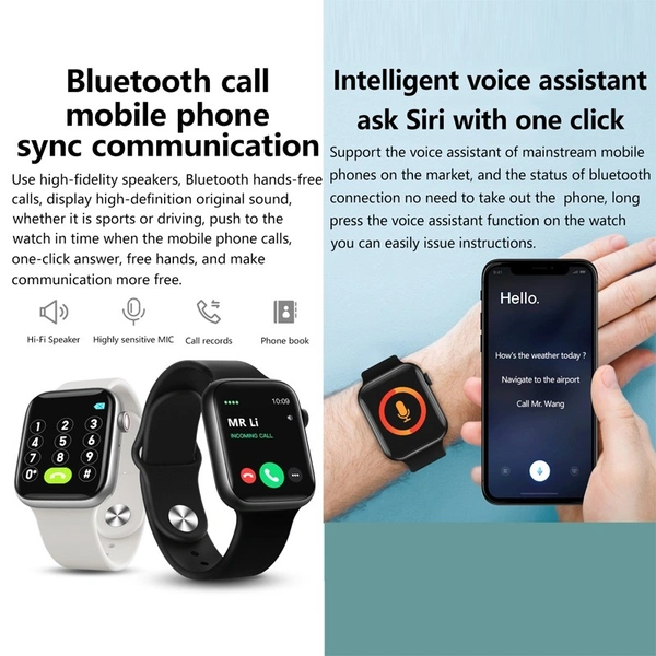 T55+ Women Men Bluetooth Call IP67 Waterproof 1.75 inch Full touch screen Heart Rate Smartwatch - Black