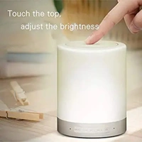 Smart Touch Night Light with Bluetooth Music Speaker, Dimmable Color Changing RGB Bedside Lamp - White