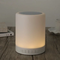 Smart Touch Night Light with Bluetooth Music Speaker, Dimmable Color Changing RGB Bedside Lamp - White