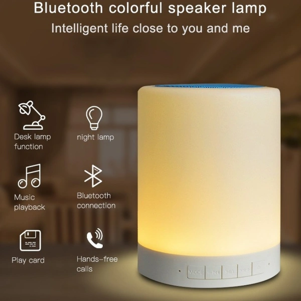 Smart Touch Night Light with Bluetooth Music Speaker, Dimmable Color Changing RGB Bedside Lamp - White