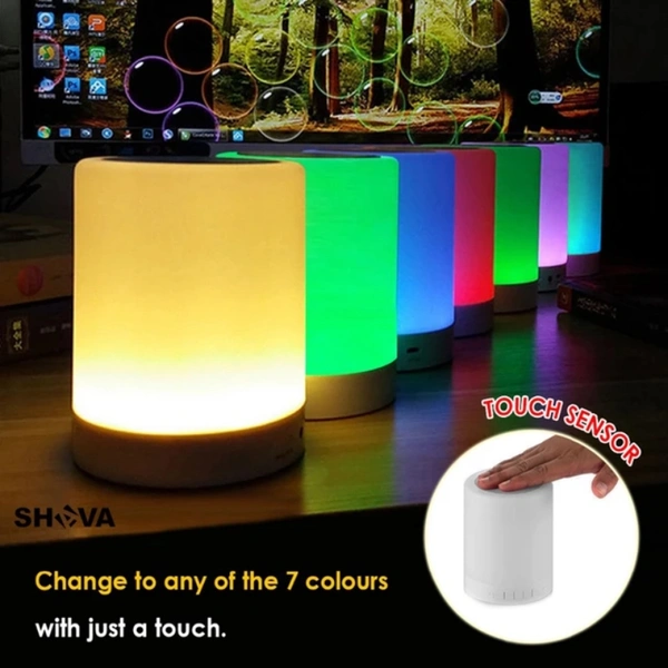 Smart Touch Night Light with Bluetooth Music Speaker, Dimmable Color Changing RGB Bedside Lamp - White