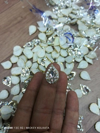 Original Pathar Single Chain White Crystal Buti - White, 100 Pcs