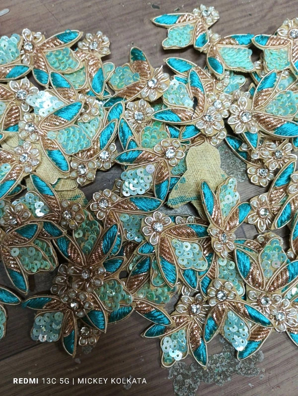 Arihant Handmade Tiki & Thread Work Buti  - Turquoise, 50 Pcs