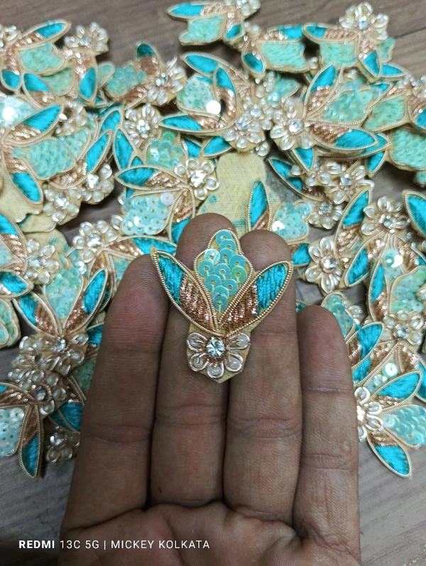 Arihant Handmade Tiki & Thread Work Buti  - Turquoise, 50 Pcs