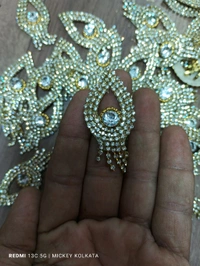 Arihant Full Stonechain Work Buti.  - White, 50 Pcs