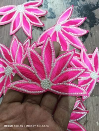Arihant Lotus Buti ( Handmade) Thread And Moti Work - Pink Flamingo, 12 Pcs