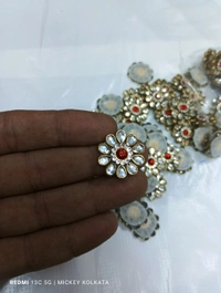 Hardik Beautiful Kundan Buti - Red, 50 Pcs