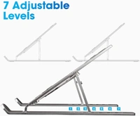 Aluminium Adjustable & Foldable Laptop Stand | Portable, Lightweight, Heat-Dissipating Stand for All Laptops (10–17 inch) | Multi-Angle Height Adjustable Metal Laptop Holder for Office, Home & Travel - Silver