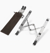 Aluminium Adjustable & Foldable Laptop Stand | Portable, Lightweight, Heat-Dissipating Stand for All Laptops (10–17 inch) | Multi-Angle Height Adjustable Metal Laptop Holder for Office, Home & Travel - Silver