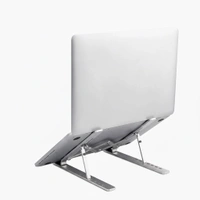 Aluminium Adjustable & Foldable Laptop Stand | Portable, Lightweight, Heat-Dissipating Stand for All Laptops (10–17 inch) | Multi-Angle Height Adjustable Metal Laptop Holder for Office, Home & Travel - Silver