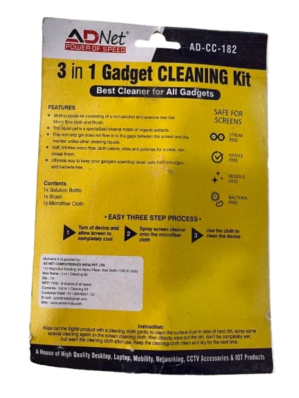3-in-1 Gadget Cleaning Kit – Gel, Brush & Microfiber Cloth | Safe for All Screens