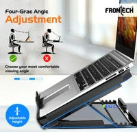 Frontech CP-0007 Laptop Cooling Pad | Dual 120 mm RGB LED Fans | Built-in Mobile Stand | Ergonomic Adjustable Height Cooling Pad (Black) - Black