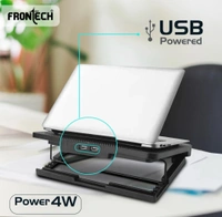 Frontech CP-0007 Laptop Cooling Pad | Dual 120 mm RGB LED Fans | Built-in Mobile Stand | Ergonomic Adjustable Height Cooling Pad (Black) - Black