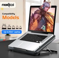 Frontech CP-0007 Laptop Cooling Pad | Dual 120 mm RGB LED Fans | Built-in Mobile Stand | Ergonomic Adjustable Height Cooling Pad (Black) - Black