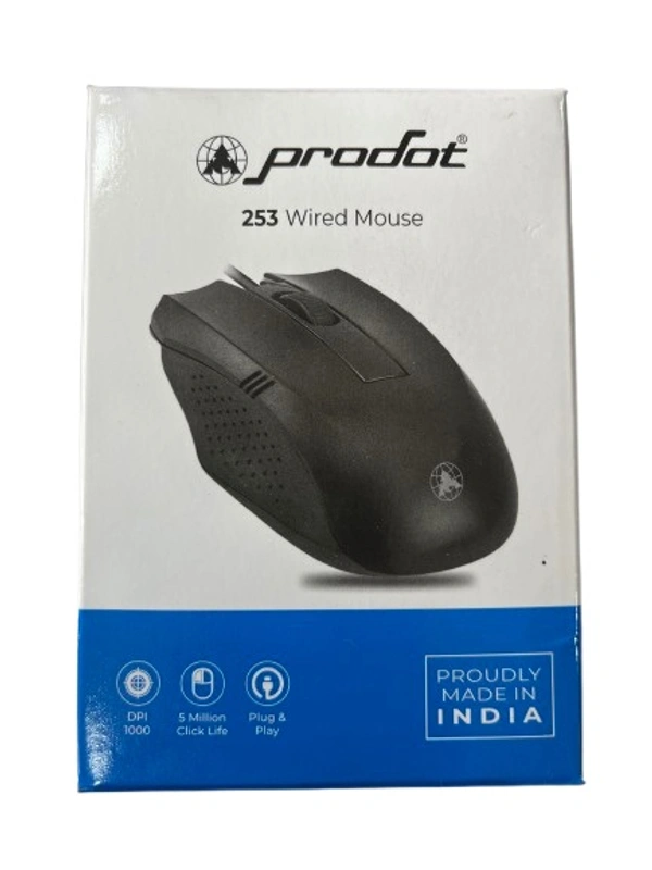 Prodot USB Optical Mouse – Ergonomic Design, High Precision, Plug & Play - Black