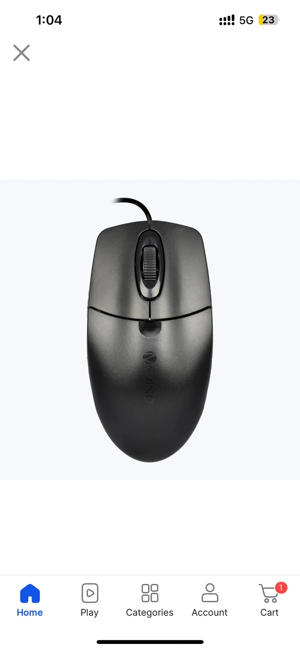 Zebronics Scoot Wired USB Optical Mouse – Compact, Ergonomic, 1200 DPI, Plug & Play
- Black