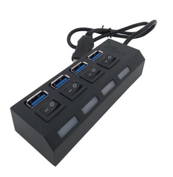 USB 3.0 Hub – 4 Port High‑Speed Data Transfer, Compact Design, Plug & Play
 - Black