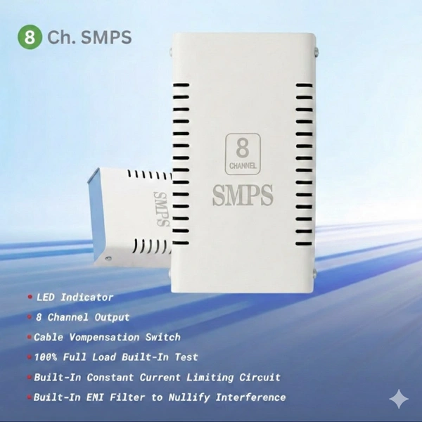 8 Channel CCTV Power Supply ā Stable Voltage Protection | Supports 8 Cameras up to 60ā80M Range