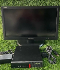 Lenovo  (Refurbished) Lenovo Full Desktop Set – Tiny Workstation Intel i5-6100T | 8GB RAM | 256GB NVMe SSD | 19” Lenovo ThinkVision Monitor | Keyboard & Mouse | Wi-Fi & Bluetooth | Windows 11 - Black