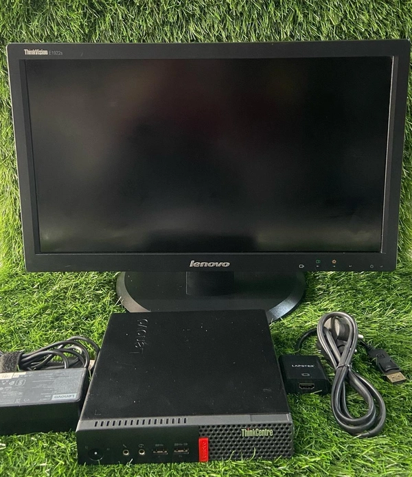 Lenovo  (Refurbished) Lenovo Full Desktop Set – Tiny Workstation Intel i5-6100T | 8GB RAM | 256GB NVMe SSD | 19” Lenovo ThinkVision Monitor | Keyboard & Mouse | Wi-Fi & Bluetooth | Windows 11 - Black