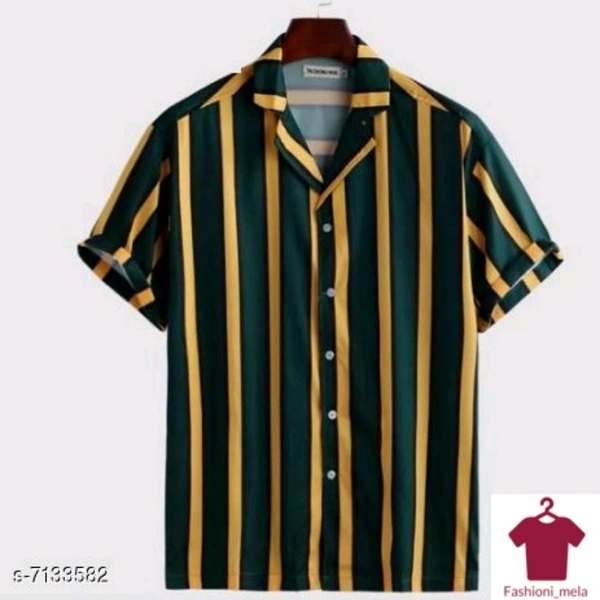 Poly Cotton Casual Shirt For Men - XL, yellow and black