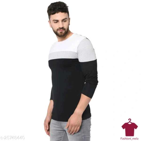 Black Colour Simple Striped T-shirts  - black stripes with white colour, X