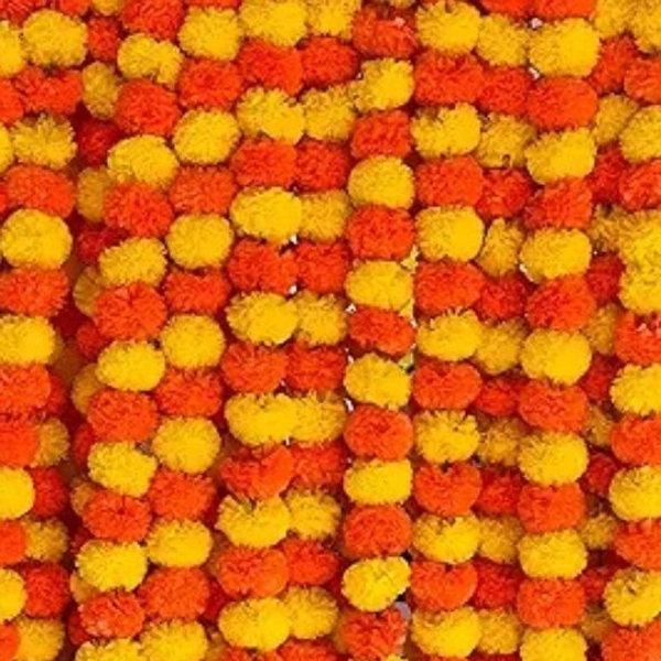 Artificial Orange Yellow Marigold Garlands - orange/ yellow