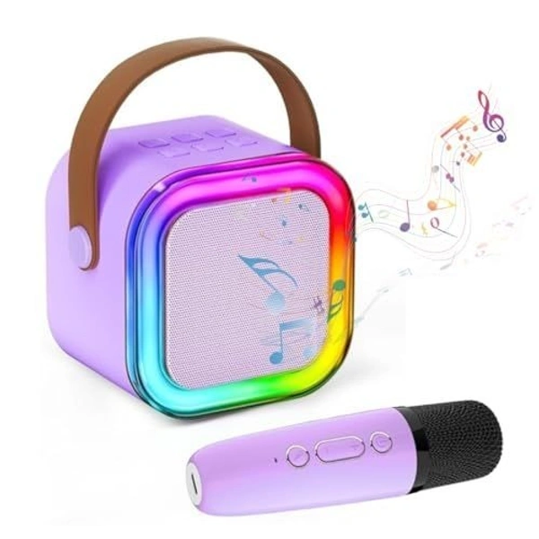 Fortune Cart Mini Bluetooth Karaoke Speaker with Mic, RGB Lights & Voice Effects – Kids Party Speaker