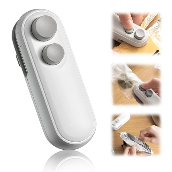 Fortune Cart Mini Food Packet Sealing Machine – Handheld Sealer with 1 Year Warranty (White)
