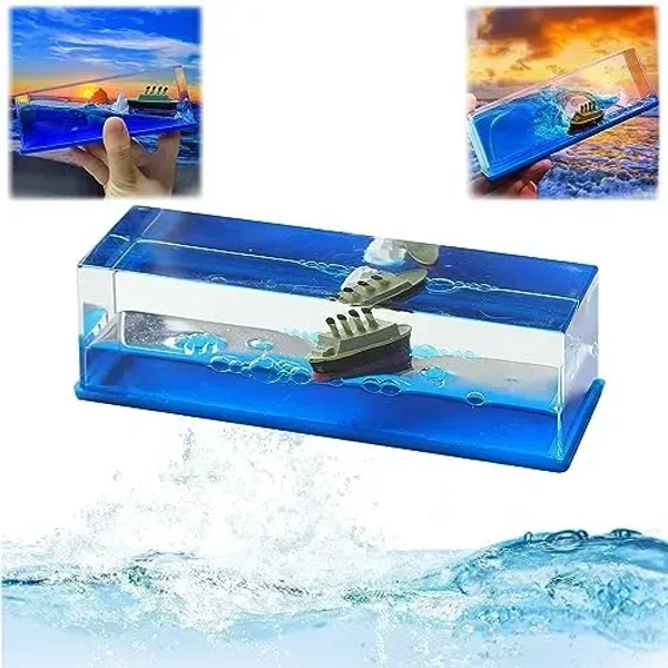 Fortune Cart Unsinkable Cruise Ship in a Box – Fluid Drift Bottle Toy for Desk & Home Decoration