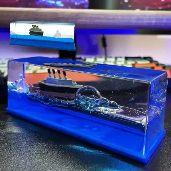 Fortune Cart Unsinkable Cruise Ship in a Box – Fluid Drift Bottle Toy for Desk & Home Decoration
