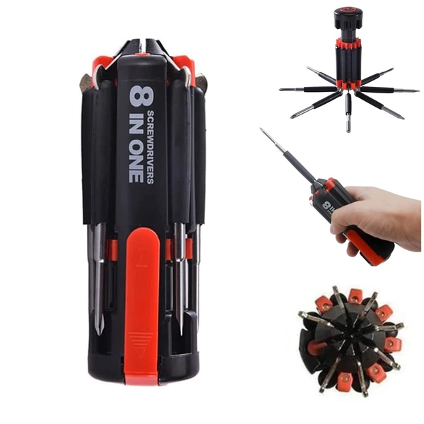 Fortune Cart 8-in-1 Screwdriver Tool Set with LED Flashlight – Multi Tool for Home & Auto