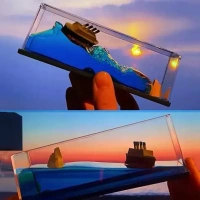 Fortune Cart Unsinkable Cruise Ship in a Box – Fluid Drift Bottle Toy for Desk & Home Decoration
