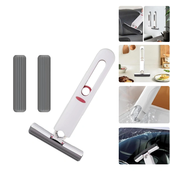 Fortune Cart Mini Sponge Mop Set – Portable Wet & Dry Cleaning Mop with Refill Heads & Handle