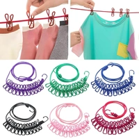 Fortune Cart Elastic Cloth Drying Rope with Hooks & 12 Clips – Portable Clothesline for Travel & Home