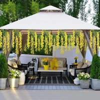 Indian Aesthetica Artificial Wisteria Vine – Fake Wisteria Yellow Hanging Garland | Silk Long Hanging Flowers String for Home, Party & Wedding Décor – White (Pack of 12, 43.5 Inches Each) - Golden Fizz, 43.5 Inches (110 cm)