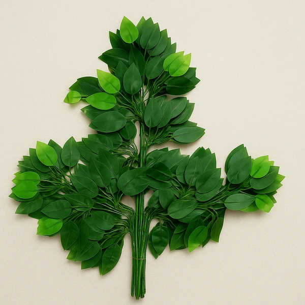Indian Aesthetica Best Artificial Green Leaves Patta for Home and Wedding Decoration (Size - 2 feet) Pack of 12 (1 Dozen) - Ficus Green