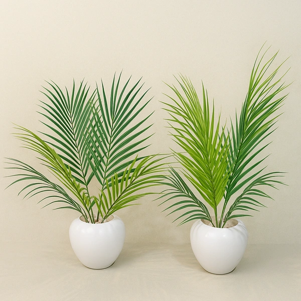 Natural Looking Real Touch Artificial Plant with Pot for Indoor, Home, Office, Living Room Decor - Spike Leaves