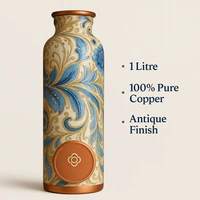 Indian Aesthetica Royal Veda™ – 1 Litre 100% Pure Copper Water Bottle | Handcrafted & Leak-Proof | Ayurvedic Wellness Vessel | BPA-Free | By Indian Aesthetica - 1000ML