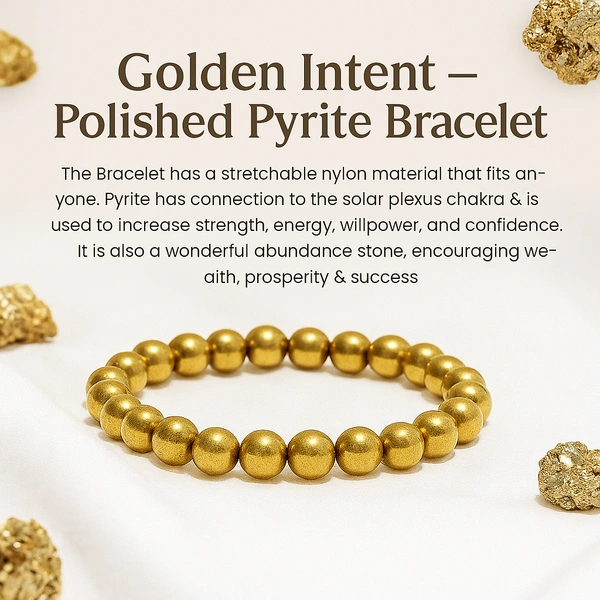 Golden Intent – Polished Pyrite Bracelet for Confidence, Magnetism & Forward Energy